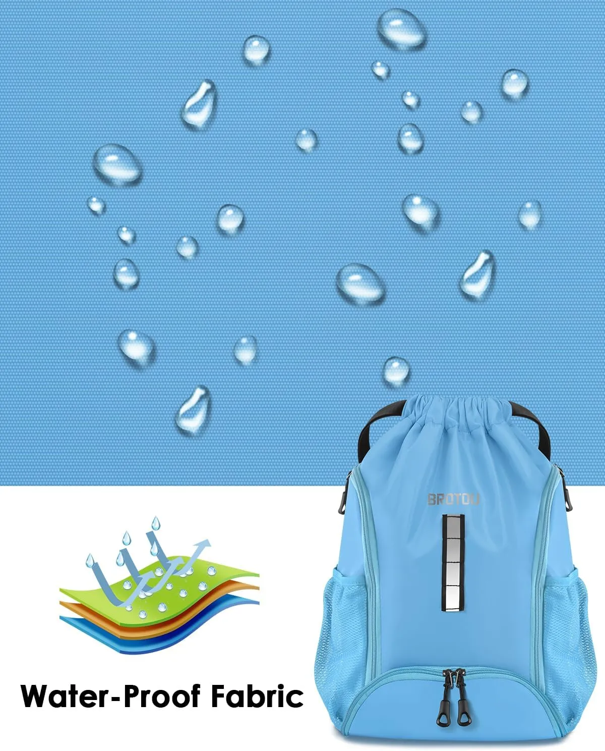 BROTOU Soccer Drawstring Backpack, Basketball Bag, Volleyball Football Bags with Ball and Shoe Compartment