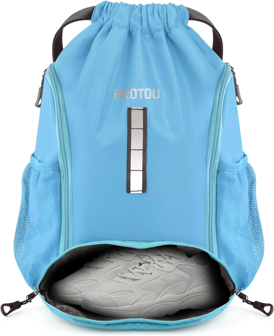 BROTOU Soccer Drawstring Backpack, Basketball Bag, Volleyball Football Bags with Ball and Shoe Compartment