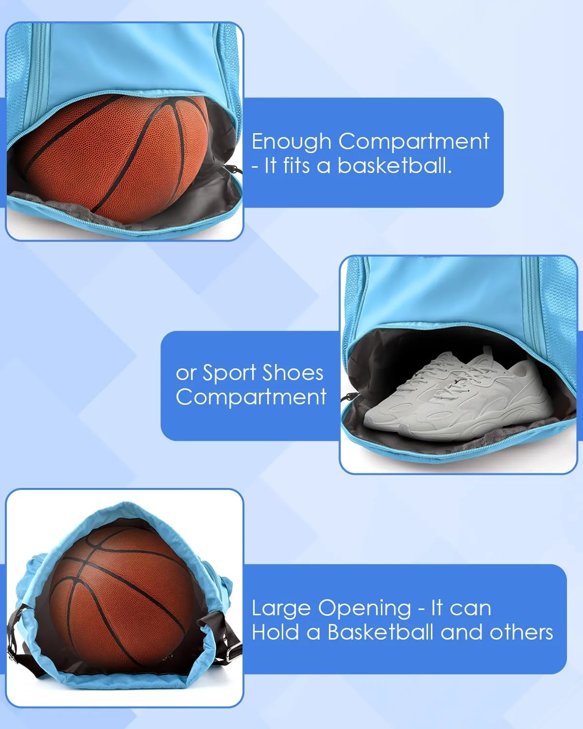 BROTOU Soccer Drawstring Backpack, Basketball Bag, Volleyball Football Bags with Ball and Shoe Compartment