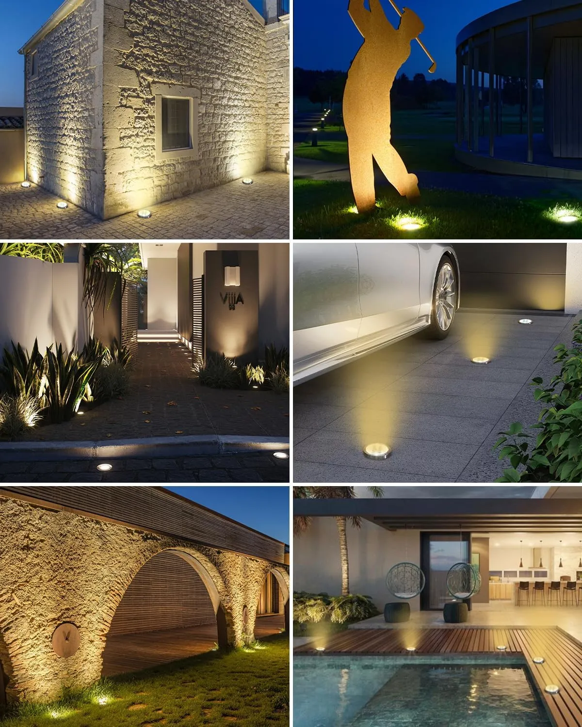 btfarm 16 Pack Solar Ground Lights Outdoor, 8 LED Disc Lights IP65 Waterproof Flat Light, Pathway Light Solar Powered for Garden Lawn Patio Yard Path Landscape, Warm White