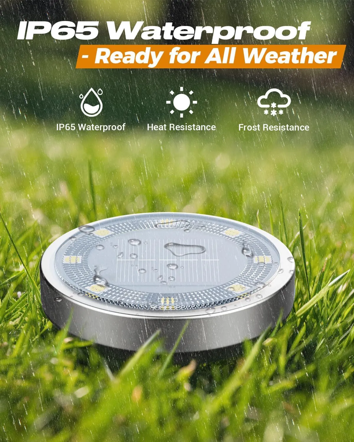 btfarm 16 Pack Solar Ground Lights Outdoor, 8 LED Disc Lights IP65 Waterproof Flat Light, Pathway Light Solar Powered for Garden Lawn Patio Yard Path Landscape, Warm White