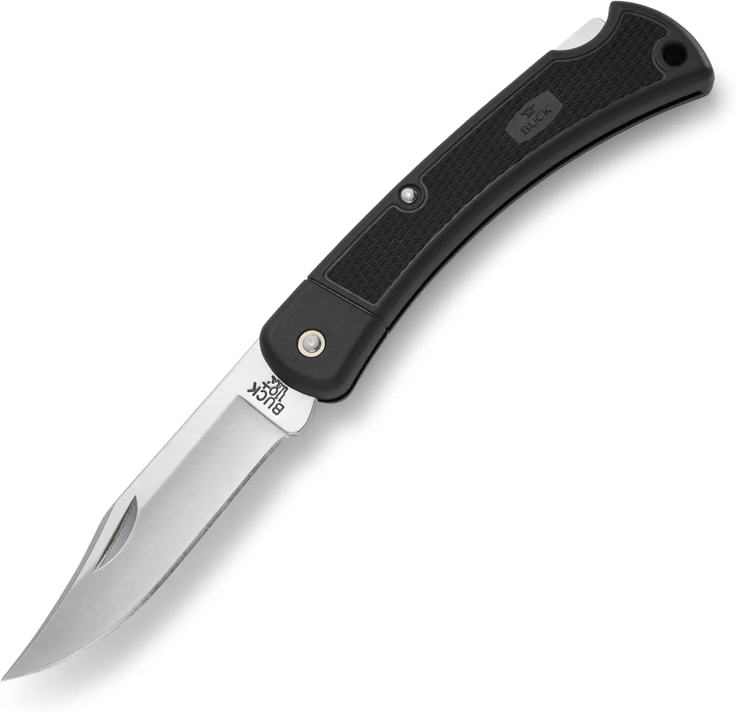 Buck Knives 110 Folding Hunter LT Lightweight Folding Lockback Hunting Knife with Lanyard Hole & Heavy-Duty Polyester Sheath Included, Nylon Handle, 3-3/4" 420HC Blade, Black