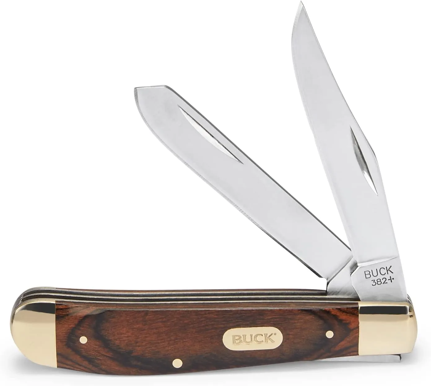 Buck Knives 382 Trapper 2-Blade Folding Pocket Knife with Wood Handle