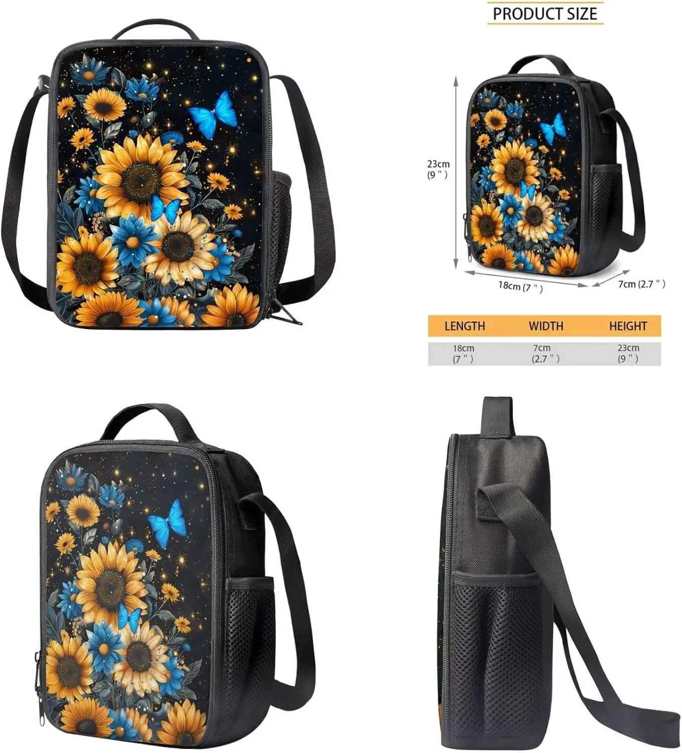 Butterfly Backpack for Girls Sunflower Backpack and Lunch Box Set Boys Girls 9-10 Preschool Supplies Essentials Aesthetic Bookbag Teen Girls School Backpack To Store Stationery