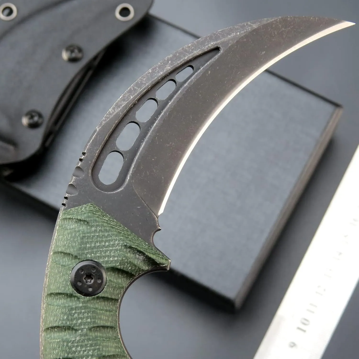 C1112 Fixed knife,Fixed Blade Knife,D2 Steel Blade  G10 Handle Outdoor Camping Knives,EDC Tool Knifes with Kydex Sheaths(Green)