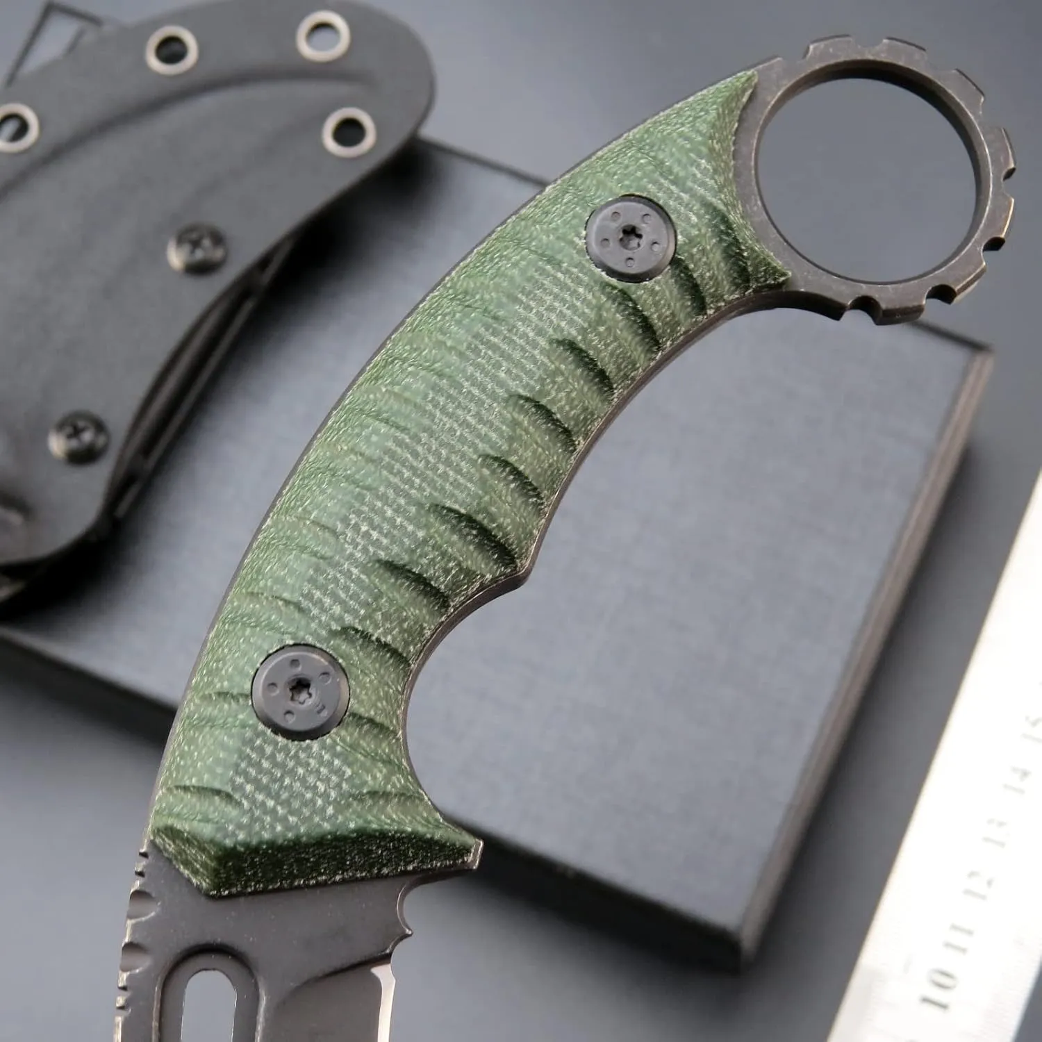 C1112 Fixed knife,Fixed Blade Knife,D2 Steel Blade  G10 Handle Outdoor Camping Knives,EDC Tool Knifes with Kydex Sheaths(Green)
