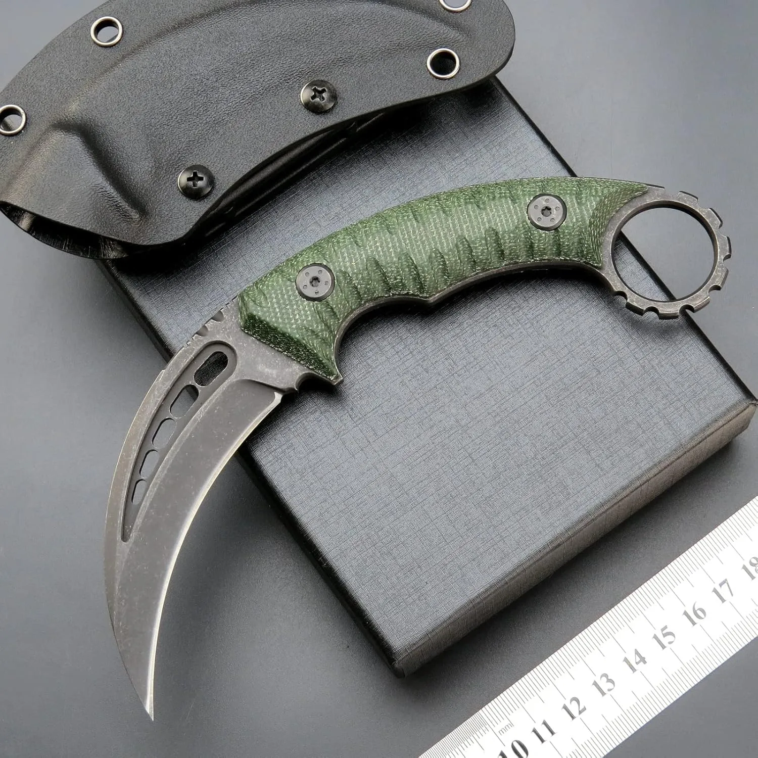 C1112 Fixed knife,Fixed Blade Knife,D2 Steel Blade  G10 Handle Outdoor Camping Knives,EDC Tool Knifes with Kydex Sheaths(Green)