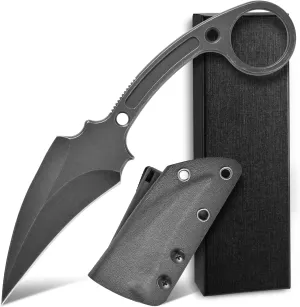 C1149 Fixed Blade Knife,D2 Steel Blade Stainless Steel Handle EDC Tool Knife with Sheath for Outdoor,Survival,Hiking,Camping(Black)
