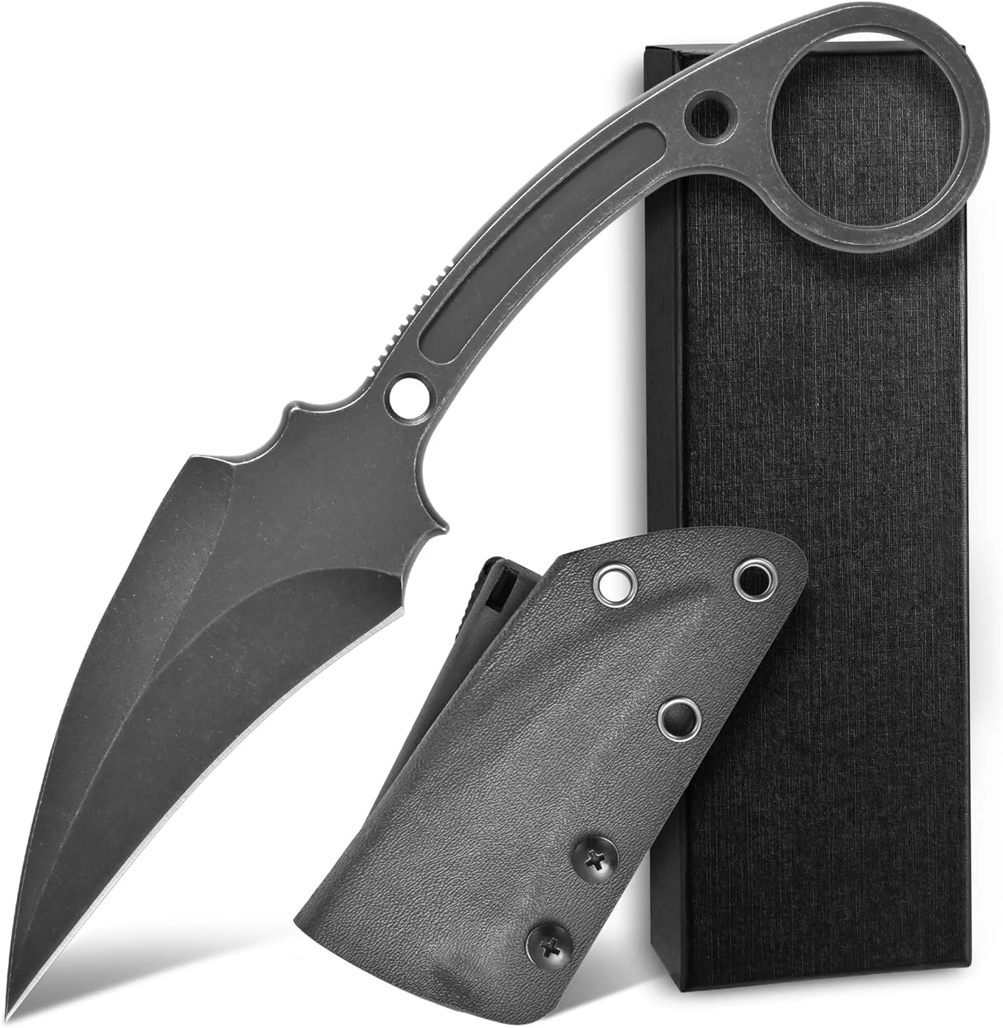 C1149 Fixed Blade Knife,D2 Steel Blade Stainless Steel Handle EDC Tool Knife with Sheath for Outdoor,Survival,Hiking,Camping(Black)