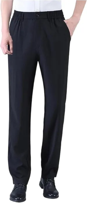 Caloset Men's Ice Silk Cargo Pants - Super Stretch, Loose Fit, Breathablity Elastic Waist Trousers