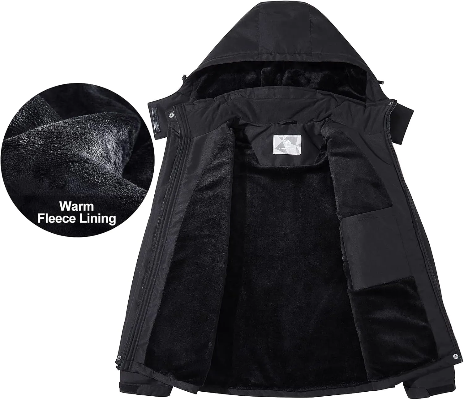 CAMEL Women's Warm Winter Ski Jackets Waterproof Snow Coat with Hood Mountain Windproof Rain Jacket