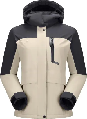 CAMELSPORTS Women's Waterproof Snow Ski Jakcet Fleece Warm Winter Coat Hooded Windproof Insulated Snowboarding Jacket