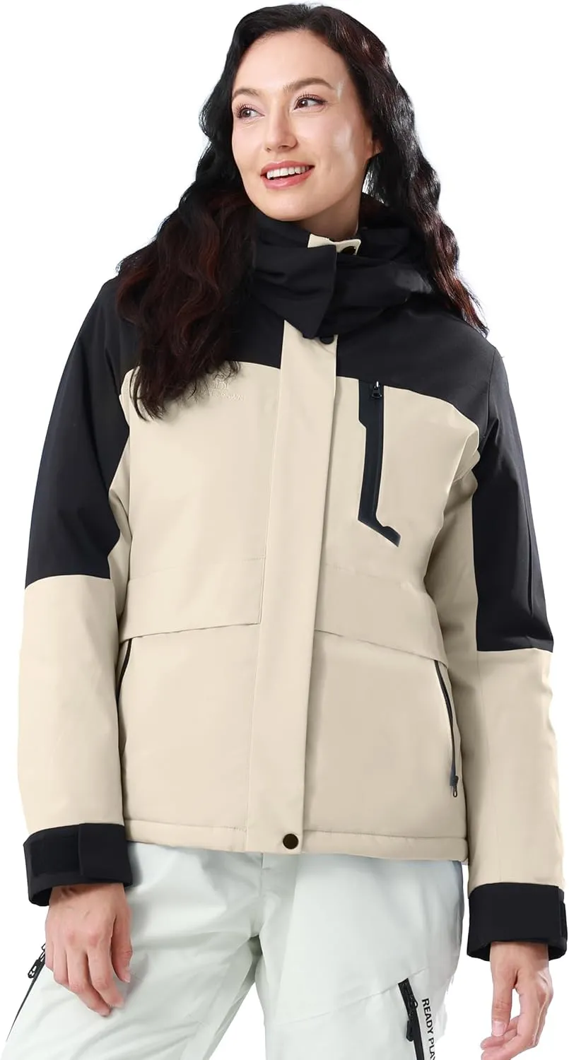 CAMELSPORTS Women's Waterproof Snow Ski Jakcet Fleece Warm Winter Coat Hooded Windproof Insulated Snowboarding Jacket