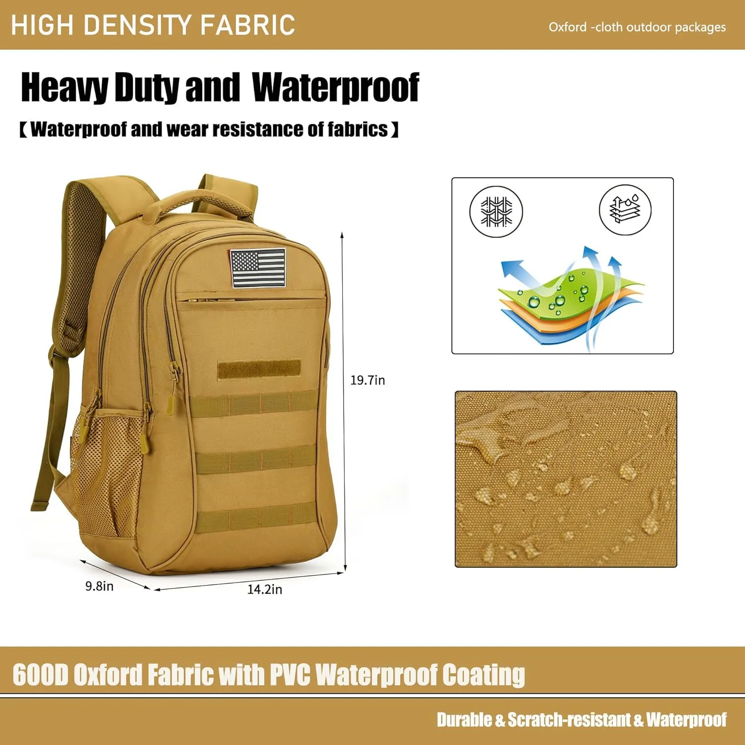 Camo Backpack 40L Military Elementary Middle School Boys Backpack Molle with USB Charging Port & Flag Patch