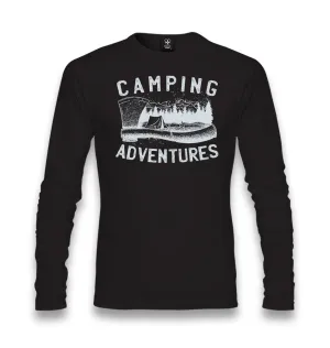 Camping Adventure Axe and Tent Unisex Black Longsleeve