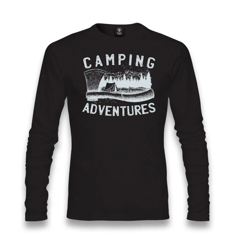 Camping Adventure Axe and Tent Unisex Black Longsleeve