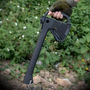 Camping Axe, 14 inch hatchet, Outdoor Survival Challenge, Hiking, Tactical Axe, Throwing Axe, Multi-Function, Rope Cutter, Saw, Hammer (Axe with knife), Black