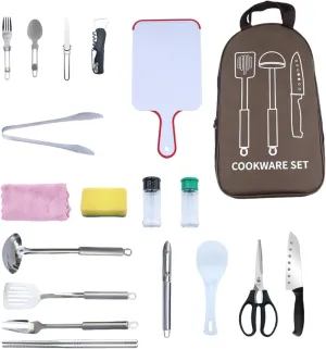 Camping Gear, Camping Cooking Set, 19pcs Camping Accessories Cooking, Camping Kitchen Set, Camp Kitchen Accessories & Organizer, Camping Utensil Set, Camping Equipment, Camping Tools & Stuff…
