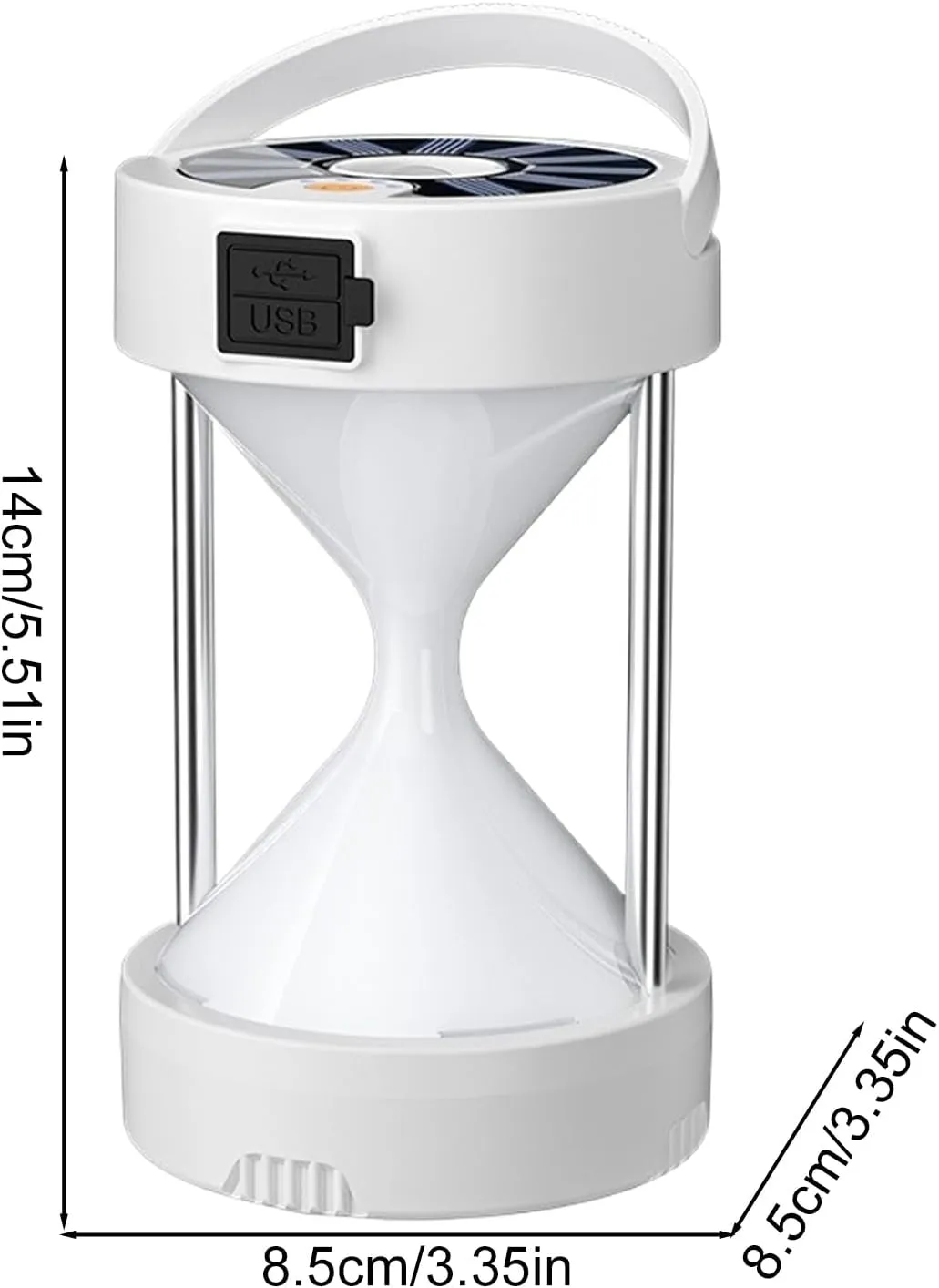 Camping Lantern, Hourglass Shape Solar-Powered Lamp, High Brightness with 4 Lighting Modes for Camping Trips, Hiking, Fishing, Backpacking, Outdoor Gear, 3.35x3.35x5.51 inches
