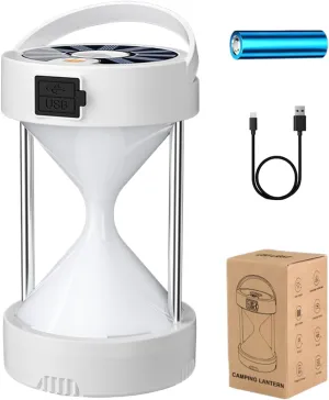 Camping Lantern, Hourglass Shape Solar-Powered Lamp, High Brightness with 4 Lighting Modes for Camping Trips, Hiking, Fishing, Backpacking, Outdoor Gear, 3.35x3.35x5.51 inches