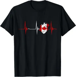 Canadian Flag Heartbeat EKG Pulse Canadian Roots Canada T-Shirt
