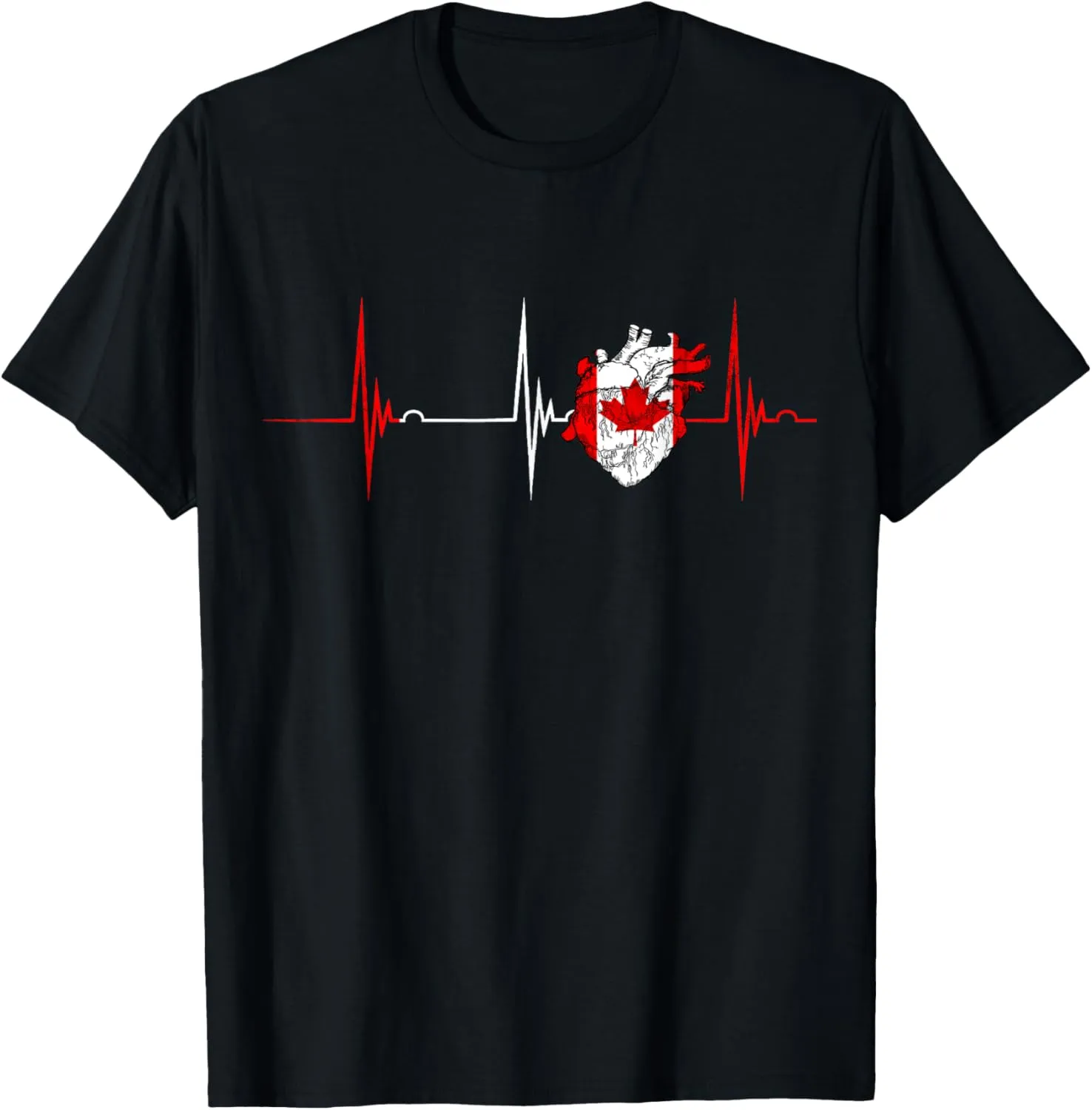 Canadian Flag Heartbeat EKG Pulse Canadian Roots Canada T-Shirt