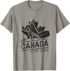 Canadian Ice Hockey Retro Sports Nation Canada Hockey T-Shirt