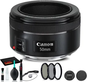 Canon EF 50mm f/1.8 STM Lens (0570C002)   Filter Kit   Cap Keeper   Cleaning Kit   More (Renewed)