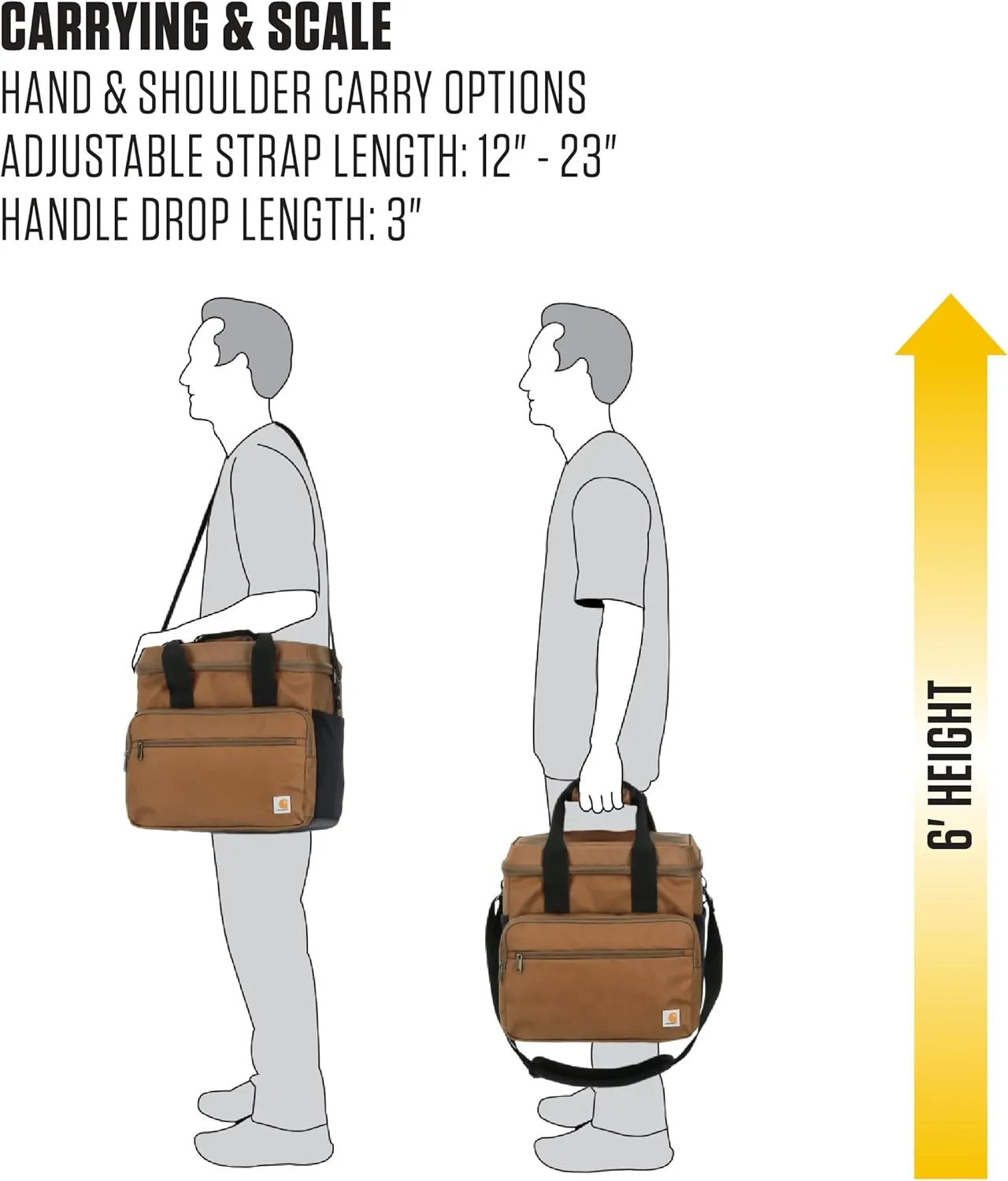 Carhartt Thick Foam Fully Insulated Cold Front Coolers, Premium Ice Retention, Durable Water Resistant Material W/Front Zippered Pocket