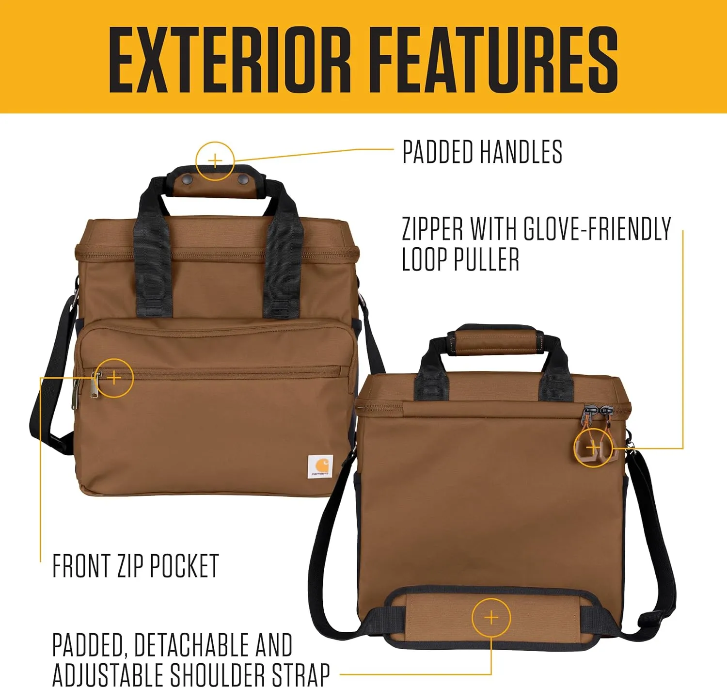 Carhartt Thick Foam Fully Insulated Cold Front Coolers, Premium Ice Retention, Durable Water Resistant Material W/Front Zippered Pocket