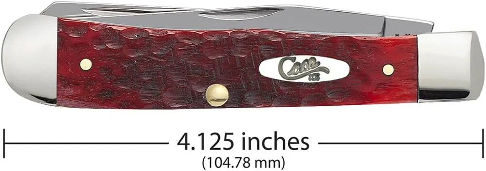 Case WR XX Pocket Knife Dark Red Bone Trapper Carbon Steel (CS) Item #6984 - (6254 CS) - Length Closed: 4 1/8 Inches