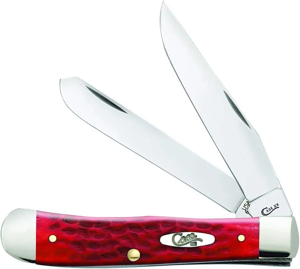 Case WR XX Pocket Knife Dark Red Bone Trapper Carbon Steel (CS) Item #6984 - (6254 CS) - Length Closed: 4 1/8 Inches