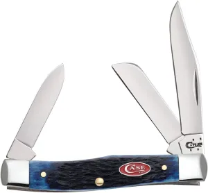 Case WR XX Pocket Knife Navy Blue Jigged Bone Medium Stockman Item #7049 - (63032 SS) - Length Closed: 3 5/8 Inches
