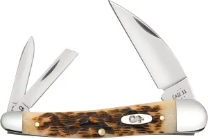 Case XX Pocket Knife SEAHORSE WHITTLER AMBER BONE CS PEACH SEED JIG Item #30094-6355WH CS - Length Closed: 4Inches