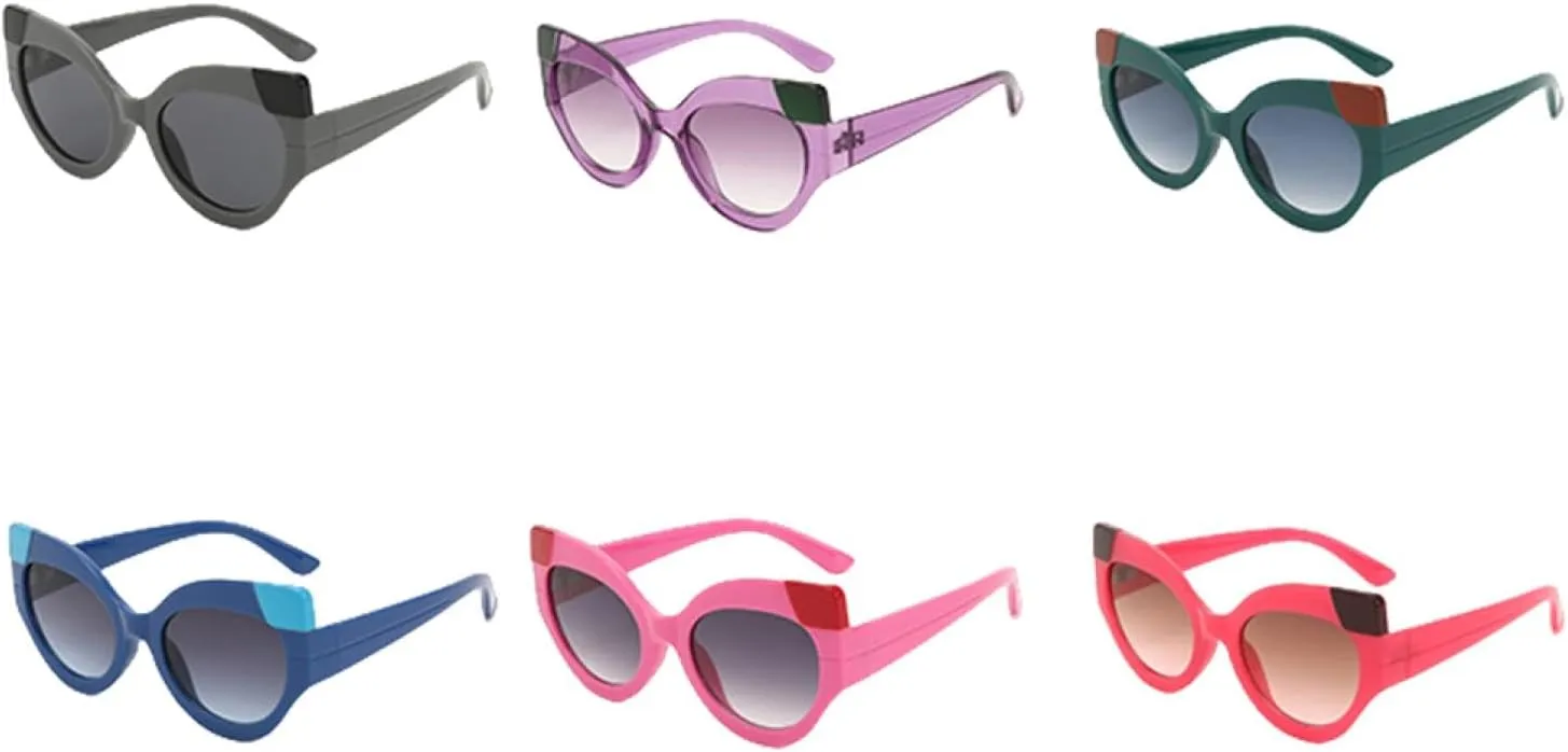 Cat-eye Pc Frame Sunglasses with Colorful Contrast, Uv Protection, Multicolor Outdoor Sunshade Sunglasses.