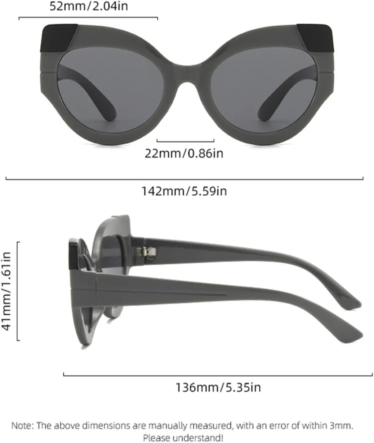 Cat-eye Pc Frame Sunglasses with Colorful Contrast, Uv Protection, Multicolor Outdoor Sunshade Sunglasses.