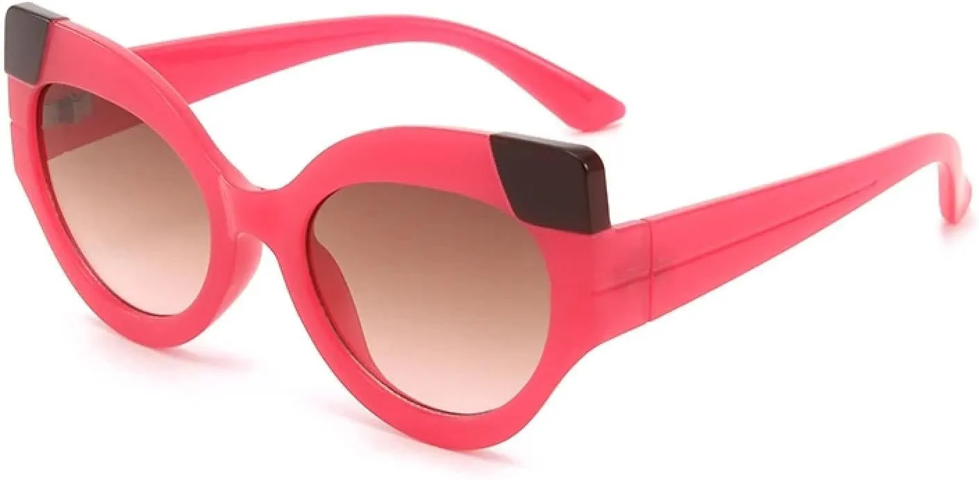 Cat-eye Pc Frame Sunglasses with Colorful Contrast, Uv Protection, Multicolor Outdoor Sunshade Sunglasses.