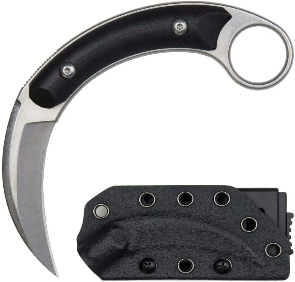 Ccanku C16901 Fixed Blade Knives D2 Steel G10 Handle Outdoor Survival Claw Knife,Camping EDC Tools, Kydex Sheaths(Silver) …