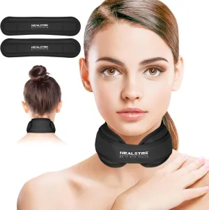 Cervical Ice Pack Wrap - Cold & Hot Therapy Ice Packs for Neck Injuries & Migraines - Reusable, Adjustable, Flexible Gel Head Wrap (Black)