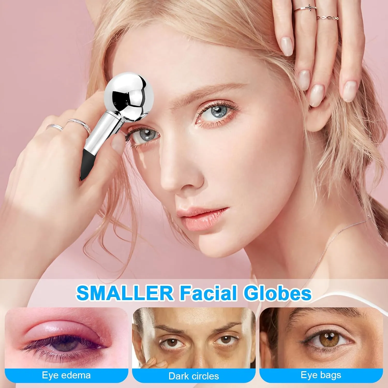CGBE 360 Rotating Ice Globes For Face, Food-Grade Stainless Steel Facial Globes For Cryo Therapy, Smaller Ice Globes For Facials Reduce Wrinkles & Swelling - Black