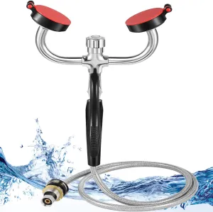 CGOLDENWALL Handheld Eyewash Station Drench Hose Eye Wash Station Eye Face Washing Spray Head, 140mm Drench Hose, Eye Wash Kit for Lab Industrial (Desk Mounted）