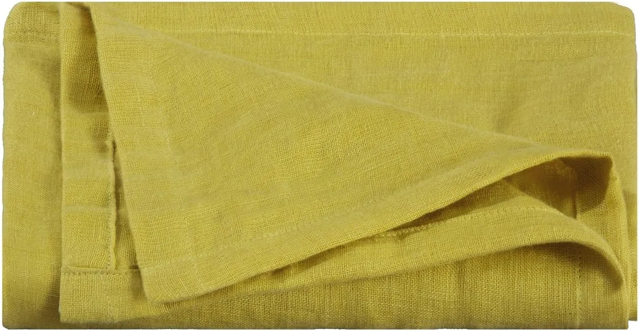 Chezmoi Collection Brussels Belgian Flax Linen Throw Blanket, 50" x 70" - Pre-Washed Super Soft Lightweight Breathable Summer Blanket Lemon Ice Color for Living Room Couch & Bed