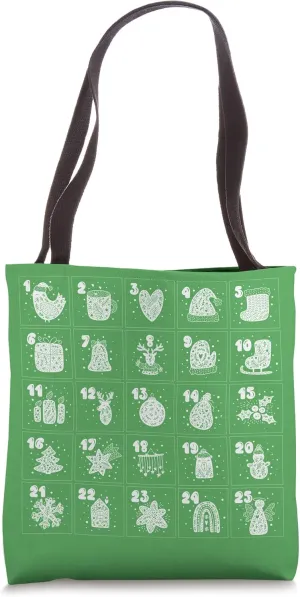 Christmas Scandinavian Advent Calendar Art Green Holiday Tote Bag