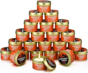 Chuarry 24 Pcs Emergency Candle Bulk 24 Hours Long Burning Survival Soy Wax Candles for Power Outages Survival Camping Hunting Outdoor Activities