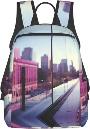 City Night Balcony Skyscrapers print Simple lightweight casual backpack travel bag backpack for men and women