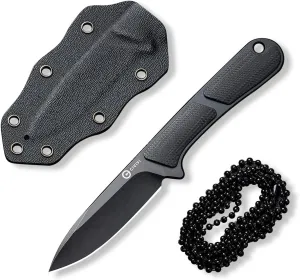 CIVIVI Mini Elementum Fixed Blade Knife with a Kydex Sheath and a Chain for EDC Neck Carry, Small Skeletonized Full Tang Knife with 2.24" Nitro-V Blade G10 Handle C23010-1
