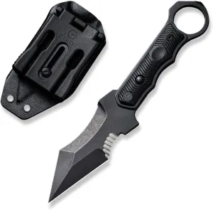 CIVIVI Orthrus Fixed Blade Knife Kitchen, Tony Sentmanat Straight Karambit Pocket Knife Nitro-V Blade G10 Stainless Steel Handle with Glass Breaker and Kydex Sheath C20037B-1