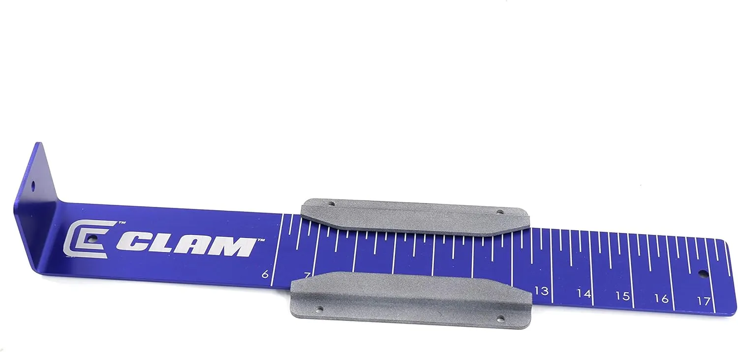 CLAM 15948 Fish Trap Precision Bump Board with Sleeve – 17" Aluminum Fish Measuring Board – Laser-Etched 10" to 17" Scale – Mountable to Shelter Tubs or Hard Surfaces – Includes Mounting Sleeve
