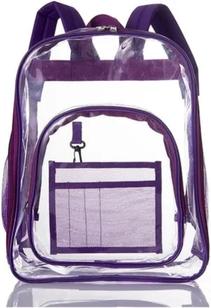 Clear Backpack For Stadium Events,Thick PVC Backpack With Reinforced Strap,Stadium Bag For Concert Sport Events Work(6 Colors)(Purple)