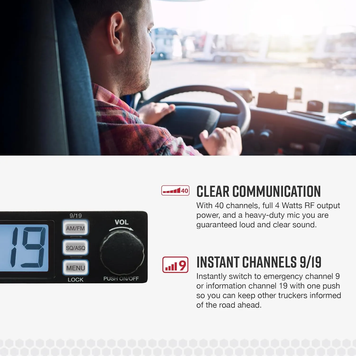 Cobra 19 MINI AM/FM Recreational CB Radio - Dual-Mode AM/FM, 40 Channels, Travel Essentials, Time Out Timer, VOX, Auto Squelch, Auto Power, Instant Channel 9/19, 4-Watt Output, Easy to Operate, Black